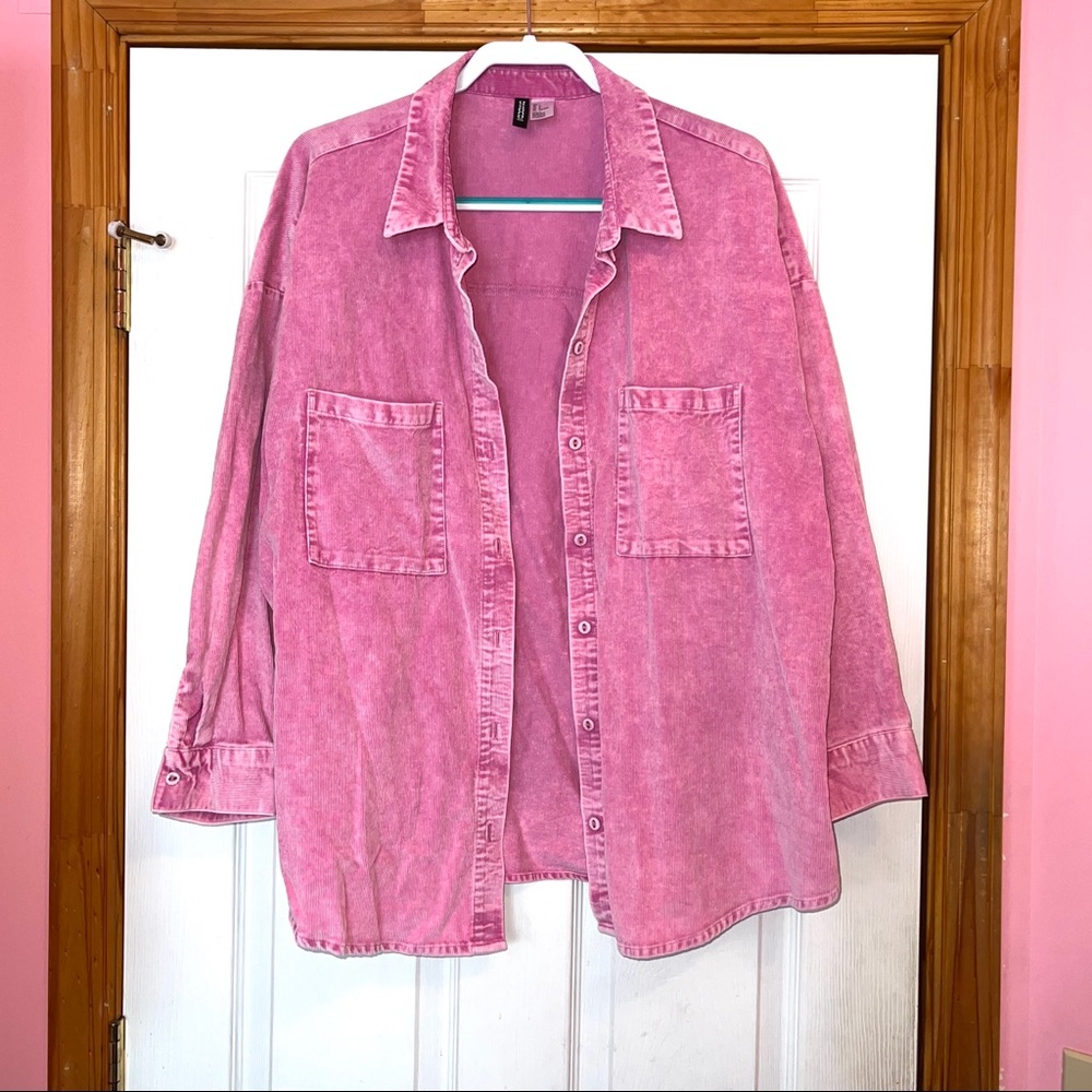 H&M Pink Acid Wash Long Sleeve Button Down